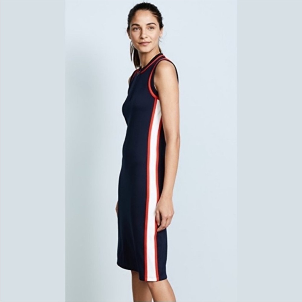 Tory Burch Sport Sleeveless Track Dress Midi Length Sleeveless Crew Tennis Dress